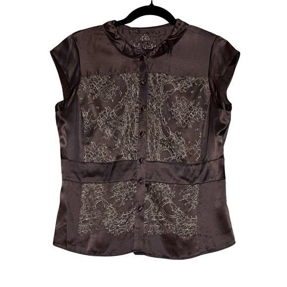 Robert Graham Chocolate S Blouse Quiet Luxury Cottage core Boho Chic Romantic - Picture 1 of 8